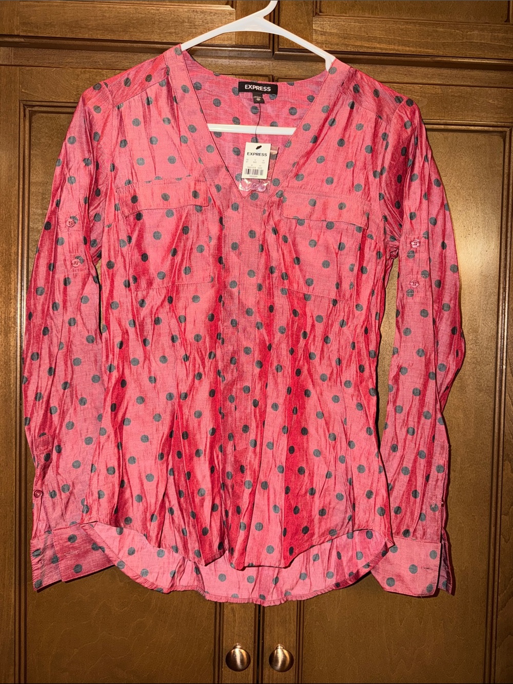 Express black and red polka dot blouse XS NWT